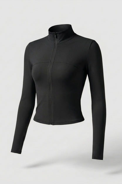 Dames Zip Sport Top | Slim Fit | Lange Mouwen | Cropped Jacket