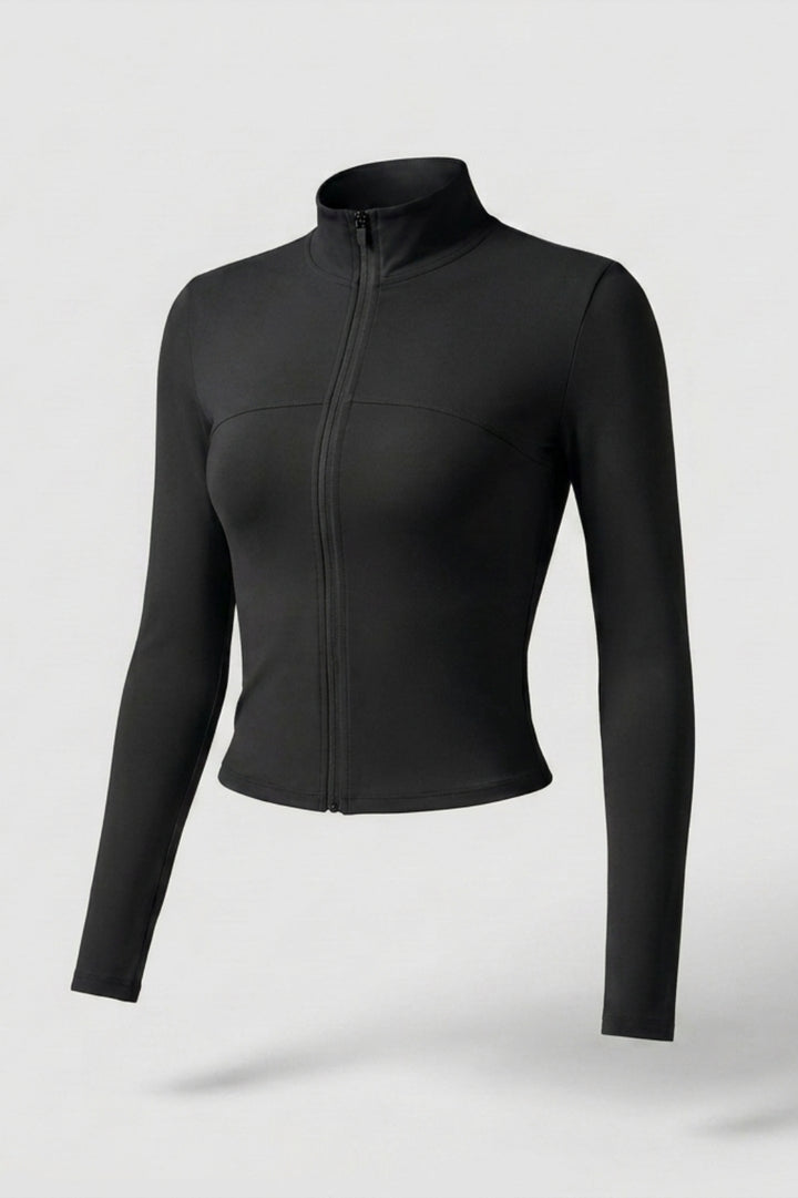 Dames Zip Sport Top | Slim Fit | Lange Mouwen | Cropped Jacket