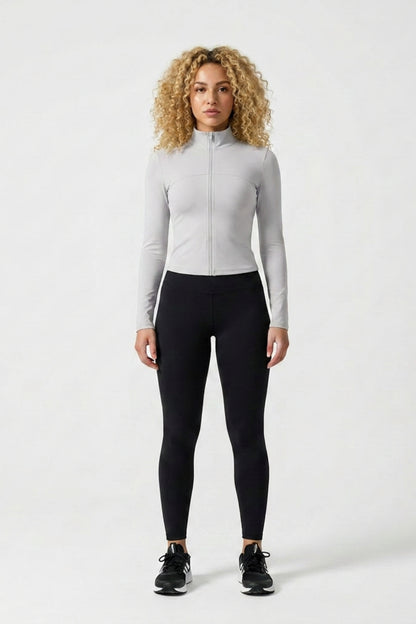 Dames Zip Sport Top | Slim Fit | Lange Mouwen | Cropped Jacket