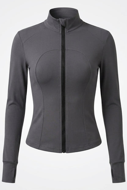 Dames Zip Top | Slim Fit | High Neck | Long Sleeve Sport Top