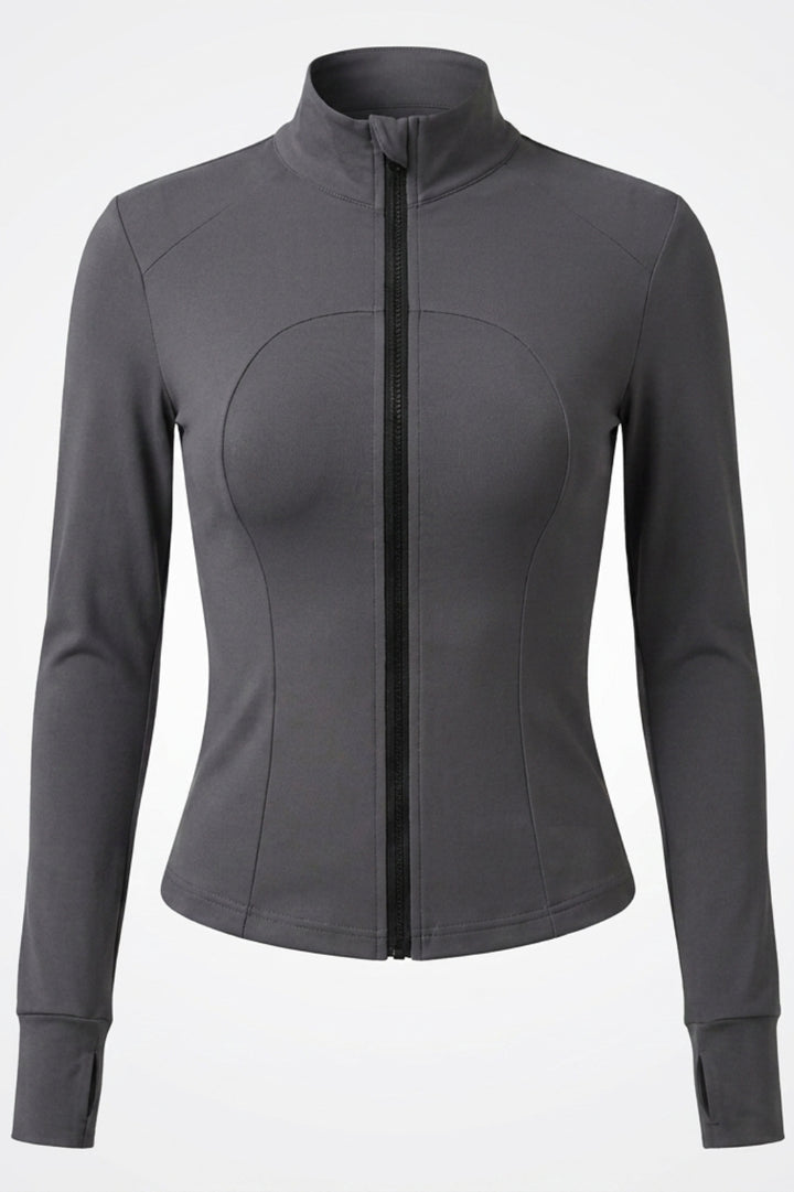 Dames Zip Top | Slim Fit | High Neck | Long Sleeve Sport Top