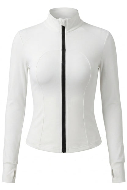 Dames Zip Top | Slim Fit | High Neck | Long Sleeve Sport Top