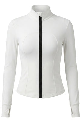 Dames Zip Top | Slim Fit | High Neck | Long Sleeve Sport Top