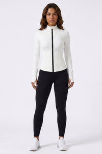 Dames Zip Top | Slim Fit | High Neck | Long Sleeve Sport Top