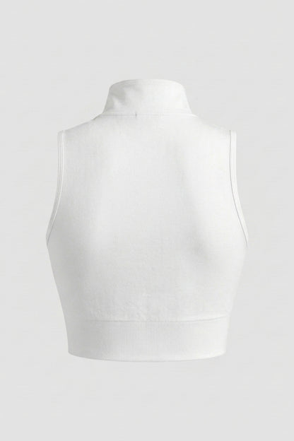 Dames Mouwloze Workout Top Slim Fit | Cropped Sporttop | Hoge Kraag Met Rits
