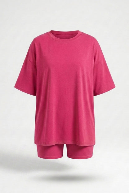 Dames 2-Delige Set | Oversized T-Shirt & Biker Short | Relaxed Fit