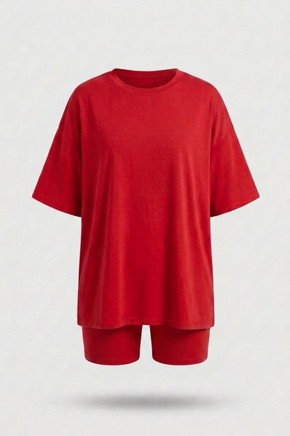 Dames 2-Delige Set | Oversized T-Shirt & Biker Short | Relaxed Fit