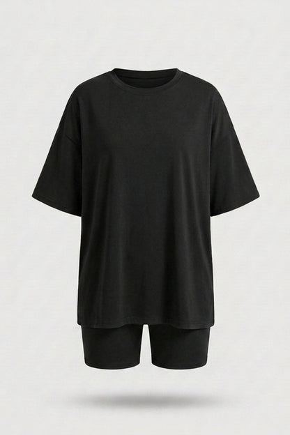 Dames 2-Delige Set | Oversized T-Shirt & Biker Short | Relaxed Fit