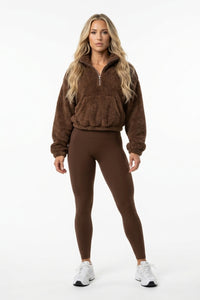 Dames Teddy Crop Sweater | High Neck Fleece Pullover | Ultra Soft & Cozy