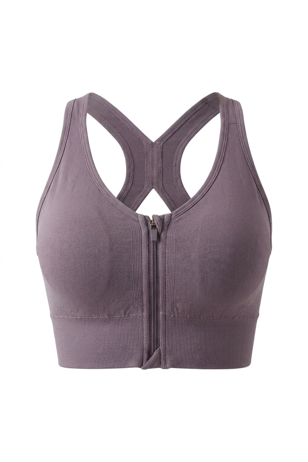 Dames Zip Sport Top | Sculpting Fit | Racerback | Cropped Workout Top
