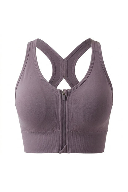 Dames Zip Sport Top | Sculpting Fit | Racerback | Cropped Workout Top