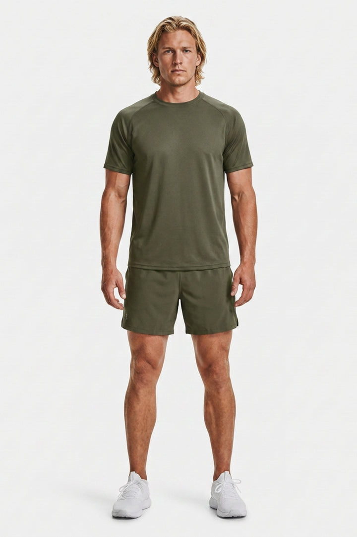 Heren Fitness Shirt | Korte Mouw | Leger Groen Workout T-Shirt