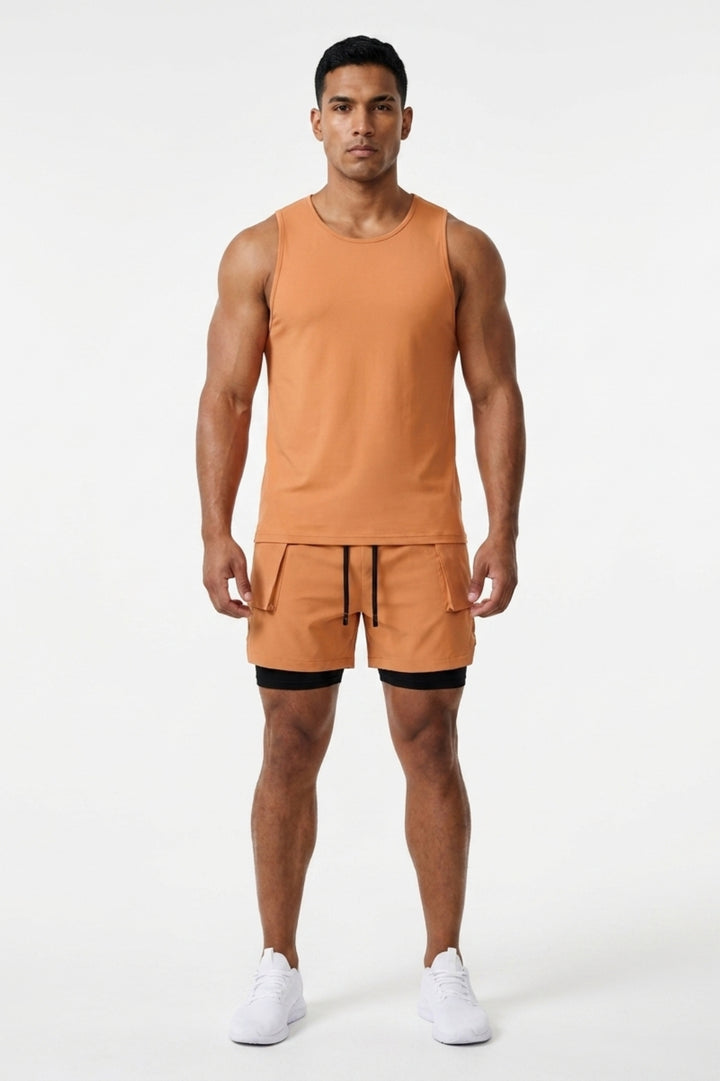 Heren Fitness Short | Cargo Zakken | Sportshort Met Binnen broek