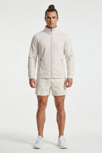 Premium Heren Fleece Jacket | Zip Front | Beige Outdoor Jack