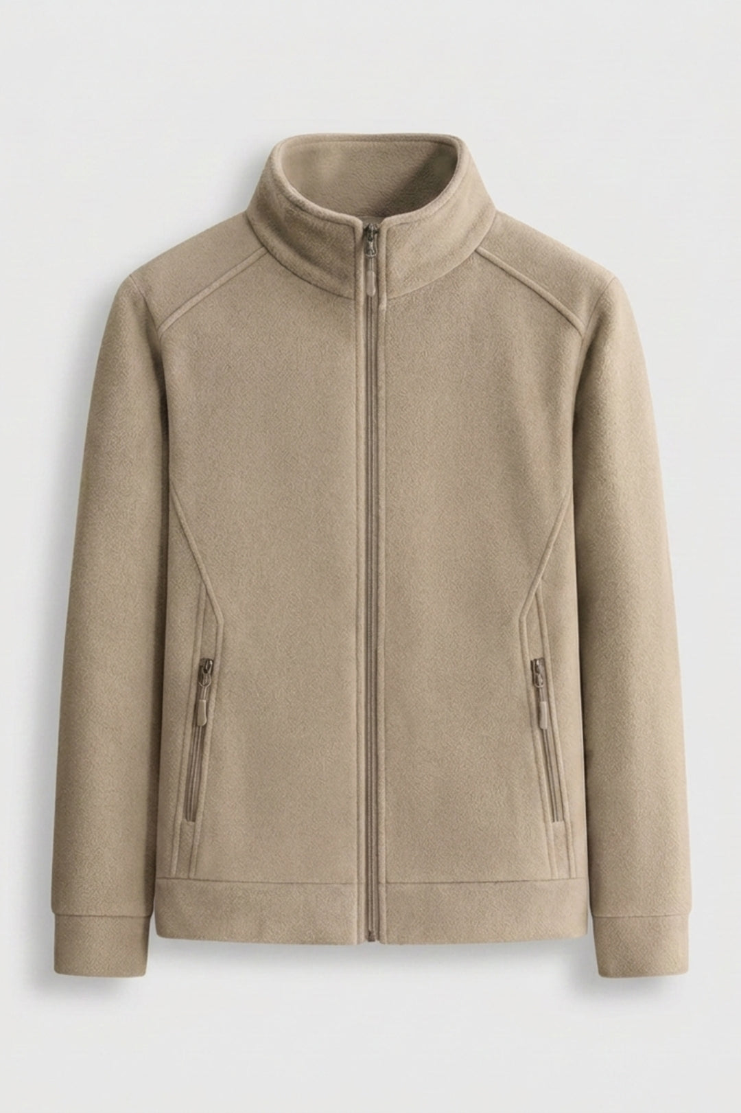 Premium Heren Fleece Jacket | Zip Front | Beige Outdoor Jack