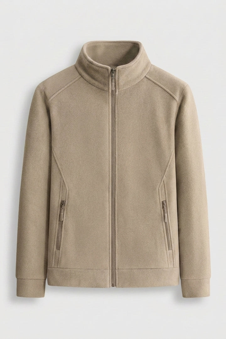 Premium Heren Fleece Jacket | Zip Front | Beige Outdoor Jack
