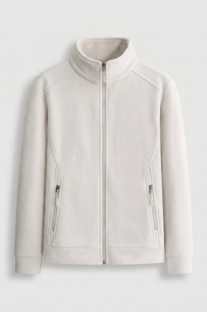 Premium Heren Fleece Jacket | Zip Front | Beige Outdoor Jack