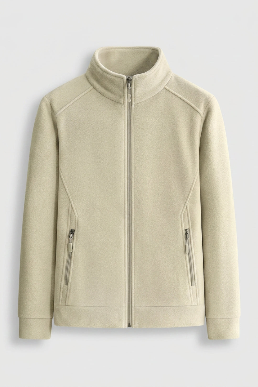 Premium Heren Fleece Jacket | Zip Front | Beige Outdoor Jack