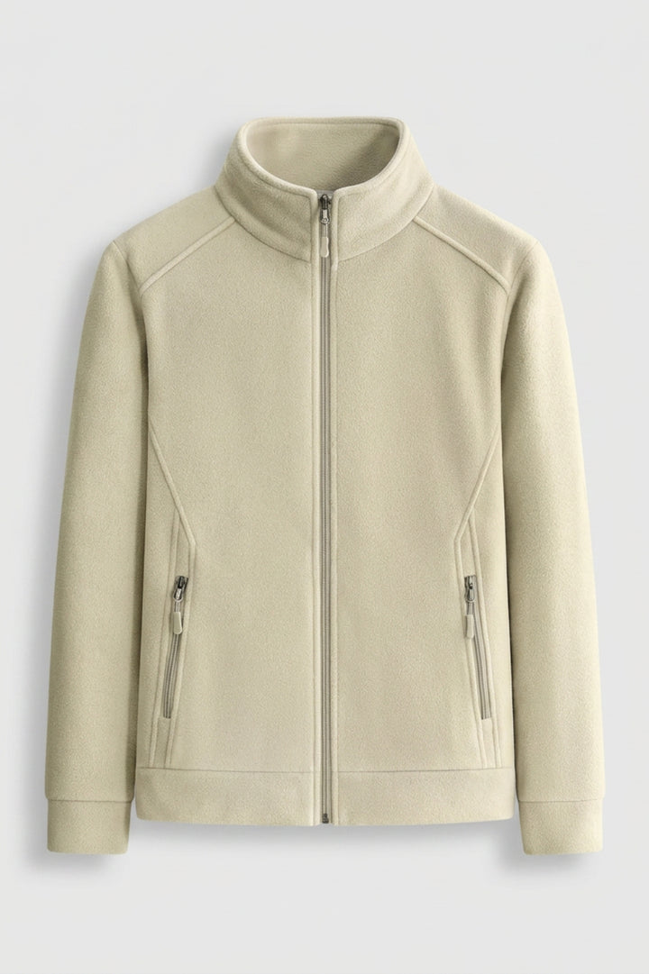 Premium Heren Fleece Jacket | Zip Front | Beige Outdoor Jack