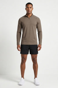 Heren Half Zip Shirt | Lichtgewicht | Bruine Training Top