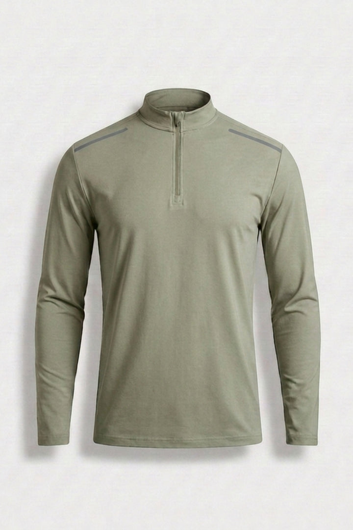 Heren Half Zip Shirt | Lichtgewicht | Bruine Training Top