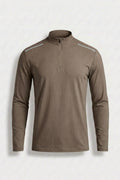 Heren Half Zip Shirt | Lichtgewicht | Bruine Training Top