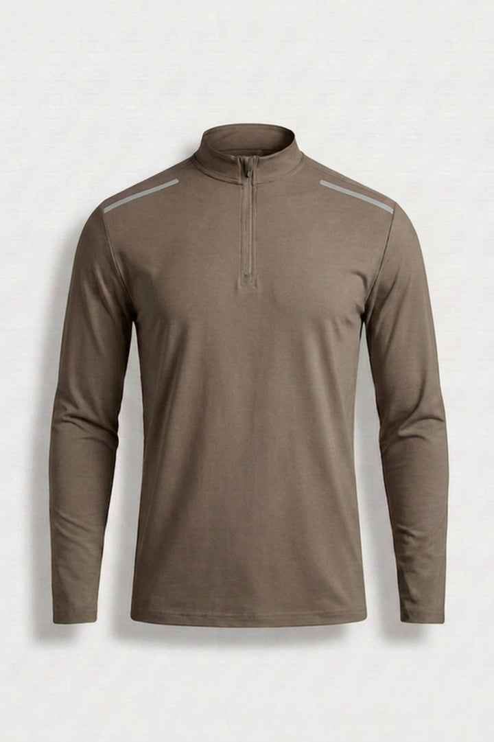 Heren Half Zip Shirt | Lichtgewicht | Bruine Training Top
