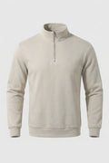 Heren Half Zip Sweater | Hoge Kraag | Beige Warming-up Fleece Trui