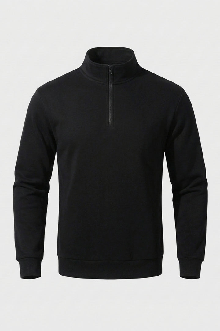 Heren Half Zip Sweater | Hoge Kraag | Beige Warming-up Fleece Trui