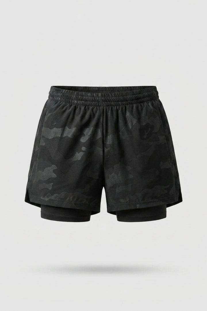 Heren Hardloop Short | 2-in-1 Binnen Broek | Camo Running Short
