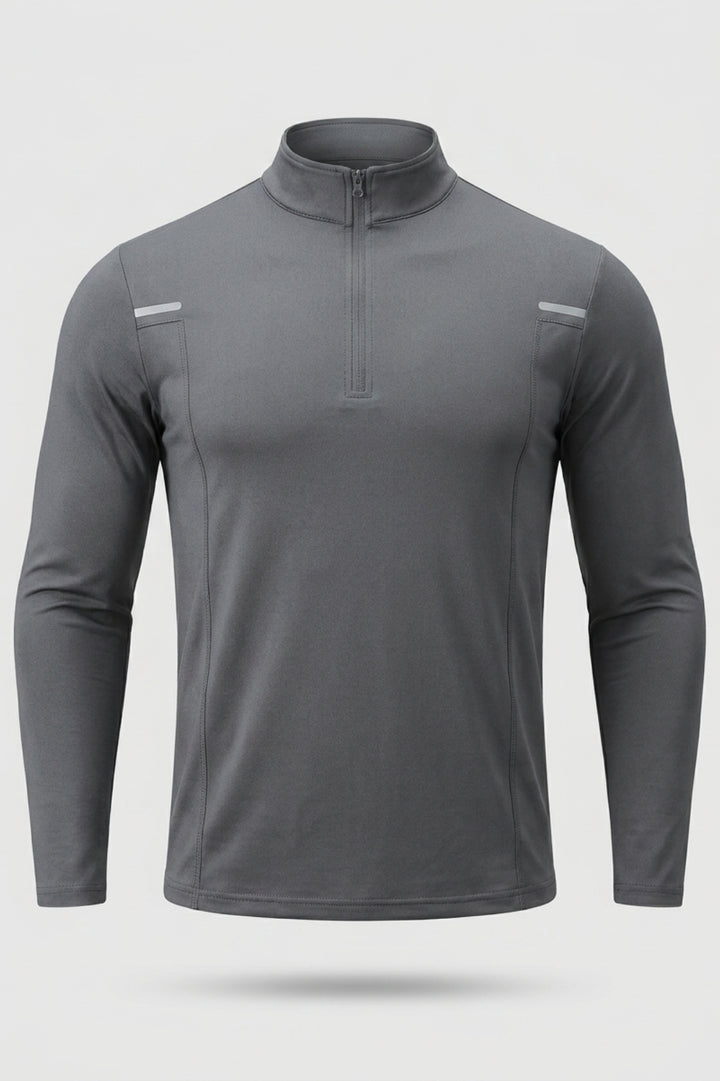 Heren Long Sleeve Zip Top | Hoge Kraag | Workout Shirt