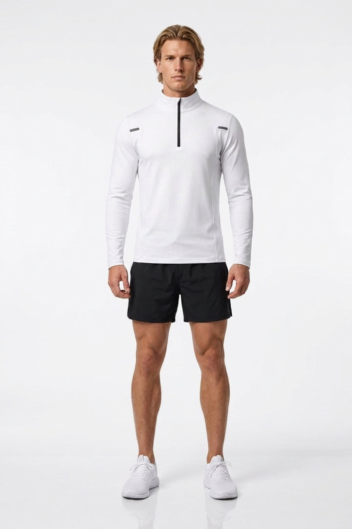 Heren Long Sleeve Zip Top | Hoge Kraag | Workout Shirt