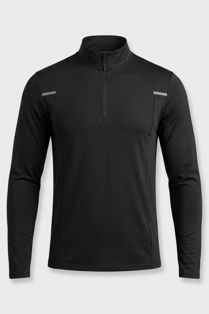 Heren Long Sleeve Zip Top | Hoge Kraag | Workout Shirt