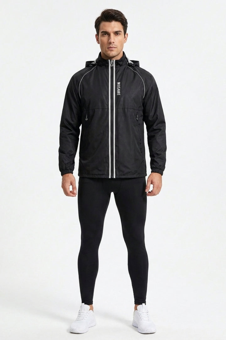 Heren Windbreaker Jacket | Reflecterende Details | Zwart Regenjack