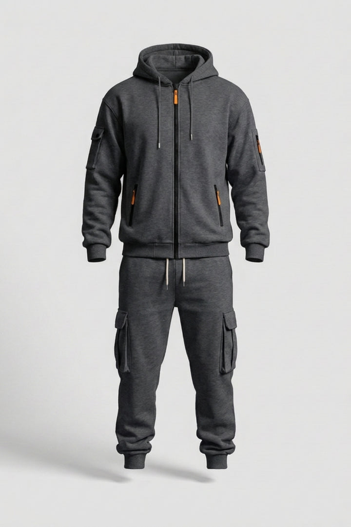 Men's Cargo Tracksuit | Zip Up Hoodie & Cargo Joggers