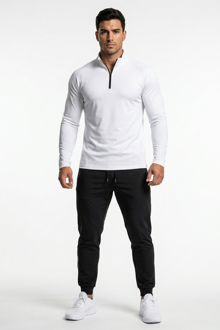 Men's Long Sleeve Sports Shirt | Slim Fit Half Zip Top