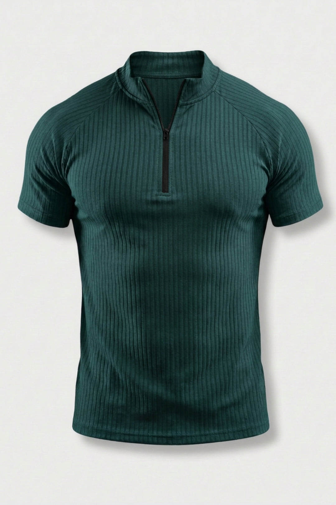 Men's Ribbed Sports Shirt | Half Zip Fitness T-Shirt