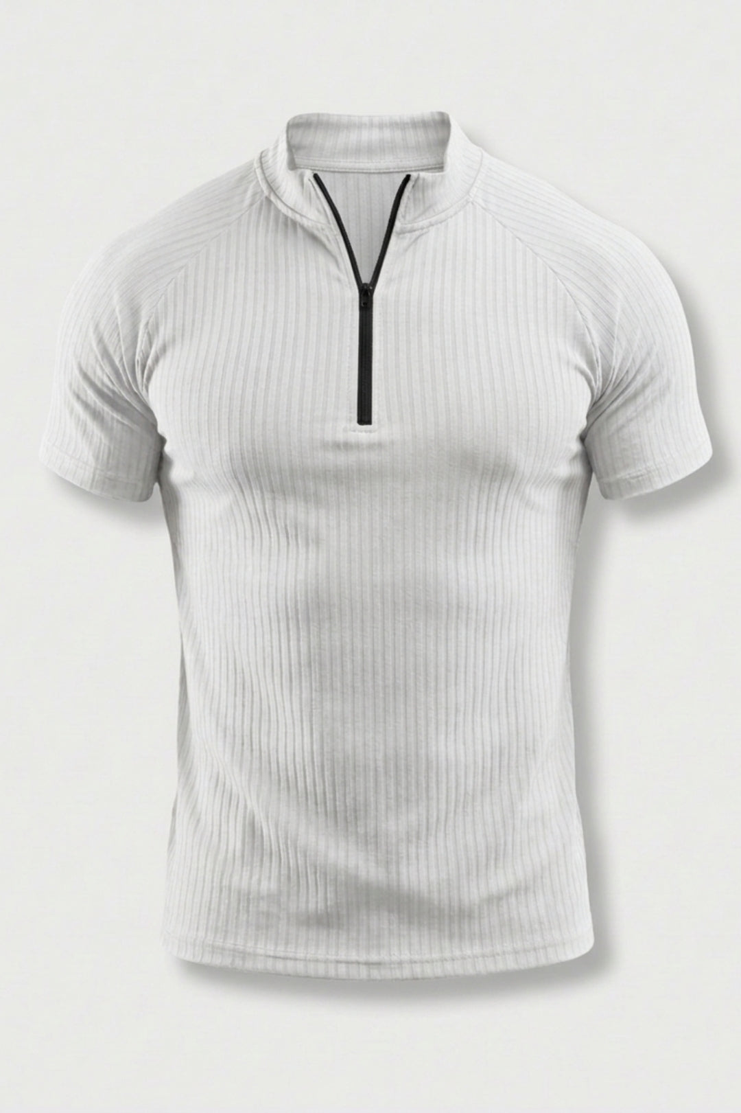 Men's Ribbed Sports Shirt | Half Zip Fitness T-Shirt