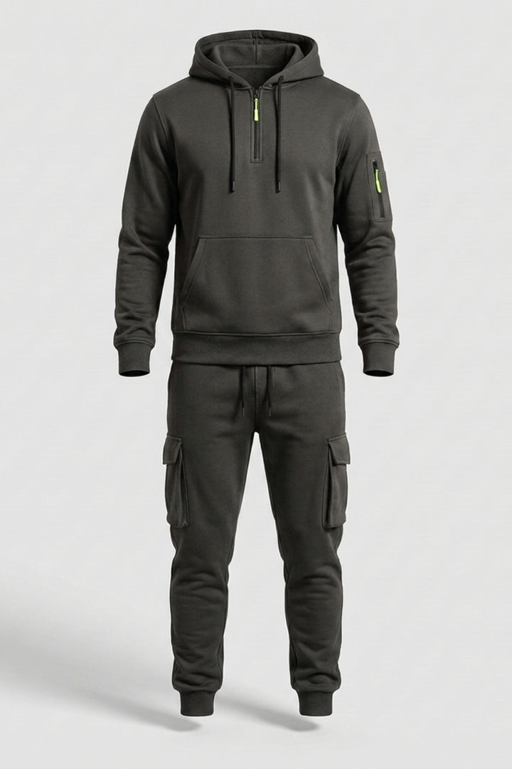 Men's Tracksuit | Half Zip Hoodie & Cargo Joggers