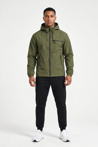 Men's Windbreaker Jacket | Adjustable Hood & Zip Pockets