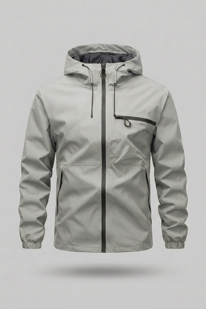 Men's Windbreaker Jacket | Adjustable Hood & Zip Pockets