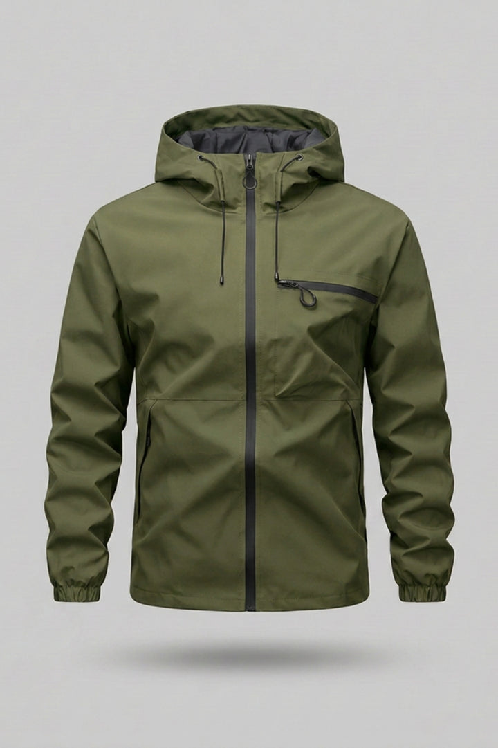 Men's Windbreaker Jacket | Adjustable Hood & Zip Pockets