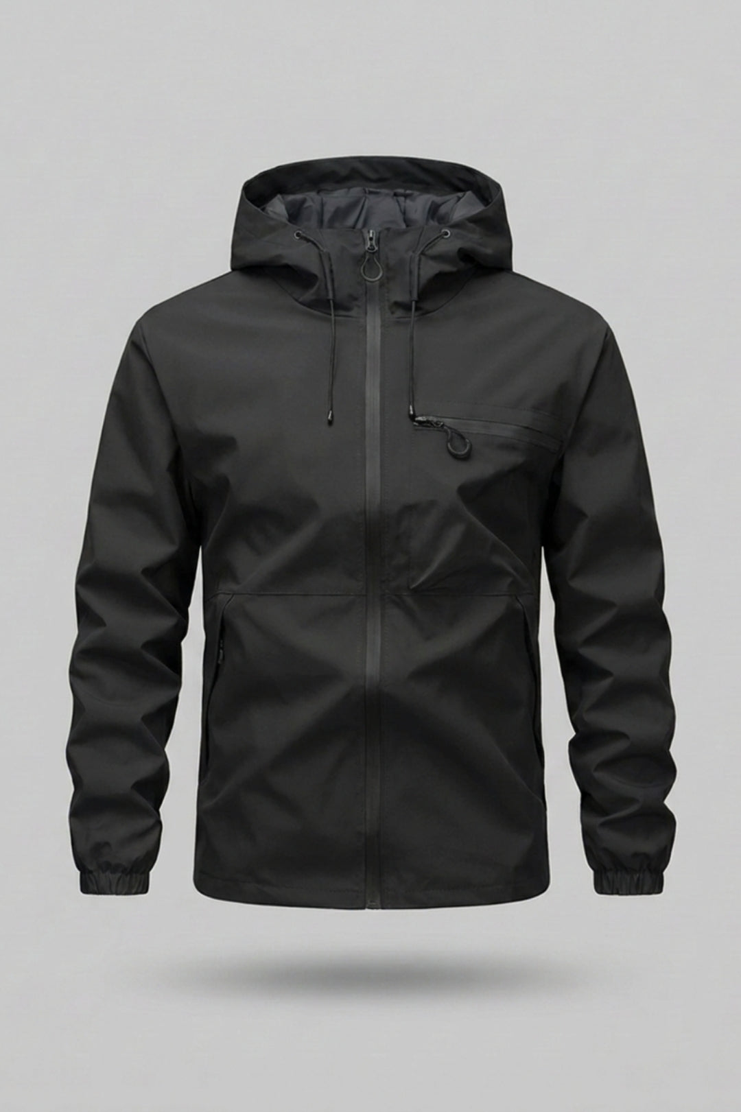 Men's Windbreaker Jacket | Adjustable Hood & Zip Pockets