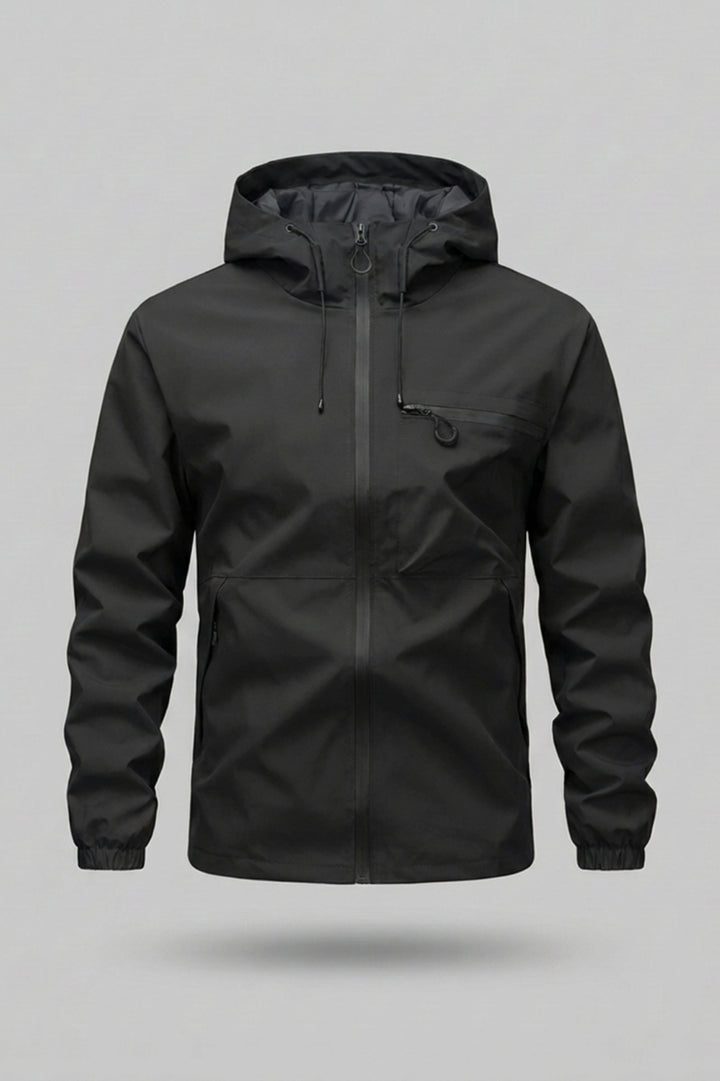 Men's Windbreaker Jacket | Adjustable Hood & Zip Pockets