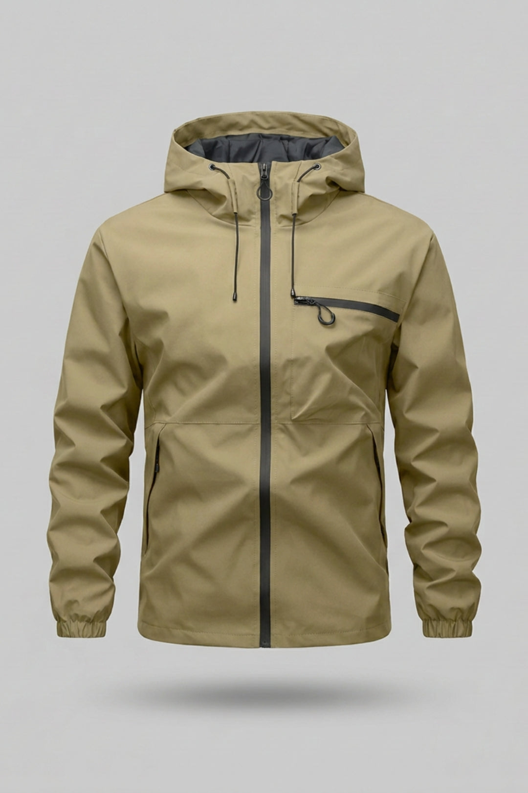 Men's Windbreaker Jacket | Adjustable Hood & Zip Pockets