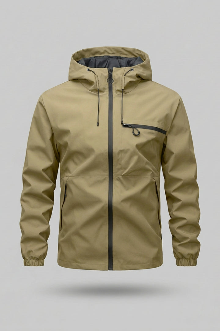 Men's Windbreaker Jacket | Adjustable Hood & Zip Pockets