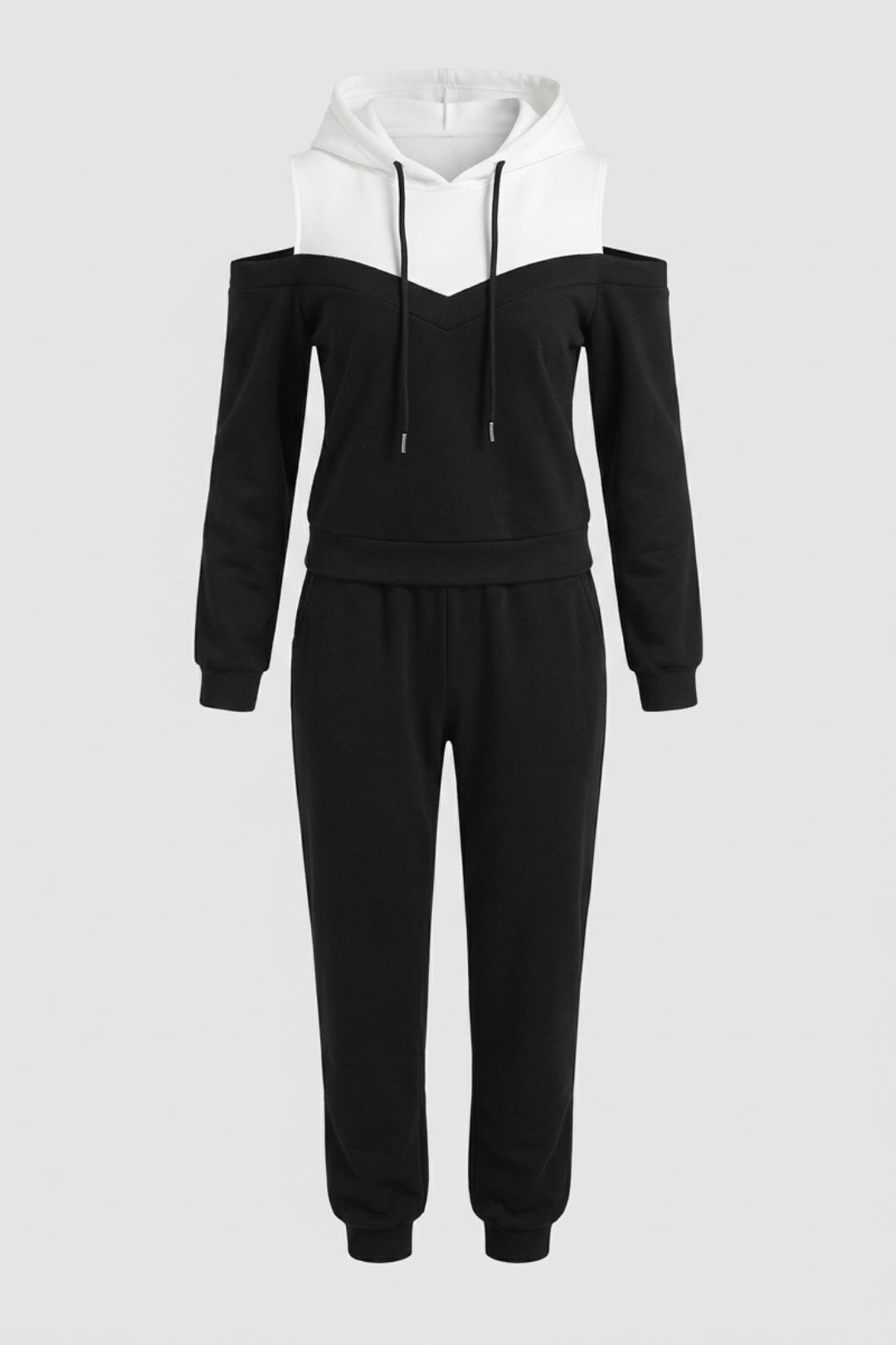 Women's 2 Piece Tracksuit | Cold Shoulder Hoodie & Joggers