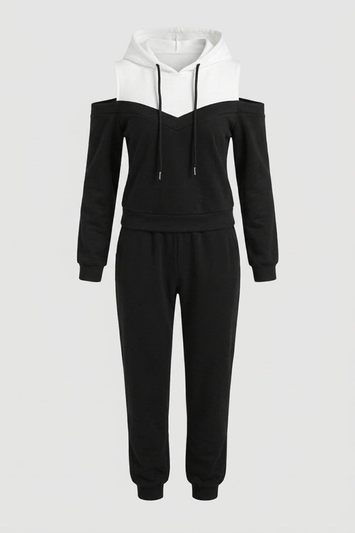 Women's 2 Piece Tracksuit | Cold Shoulder Hoodie & Joggers