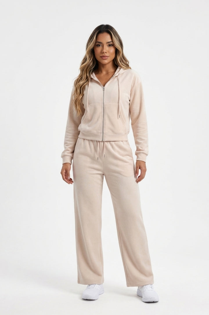 Women's Comfy 2 Piece Tracksuit | Zip Hoodie & Wide Leg Joggers