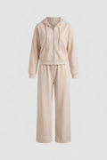 Women's Comfy 2 Piece Tracksuit | Zip Hoodie & Wide Leg Joggers